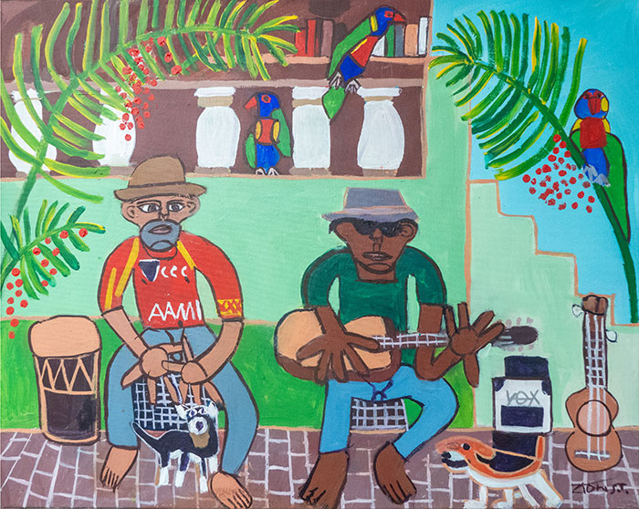 Zion Levy Stewart painting Mullum buskers